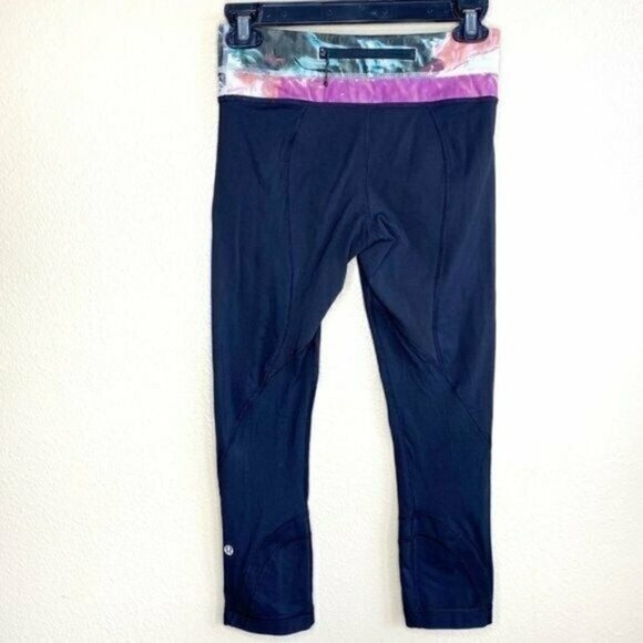 Lululemon Inspire Black Tight II Mesh Pigment Wave Waist 4 Cropped Leggings - Picture 5 of 9